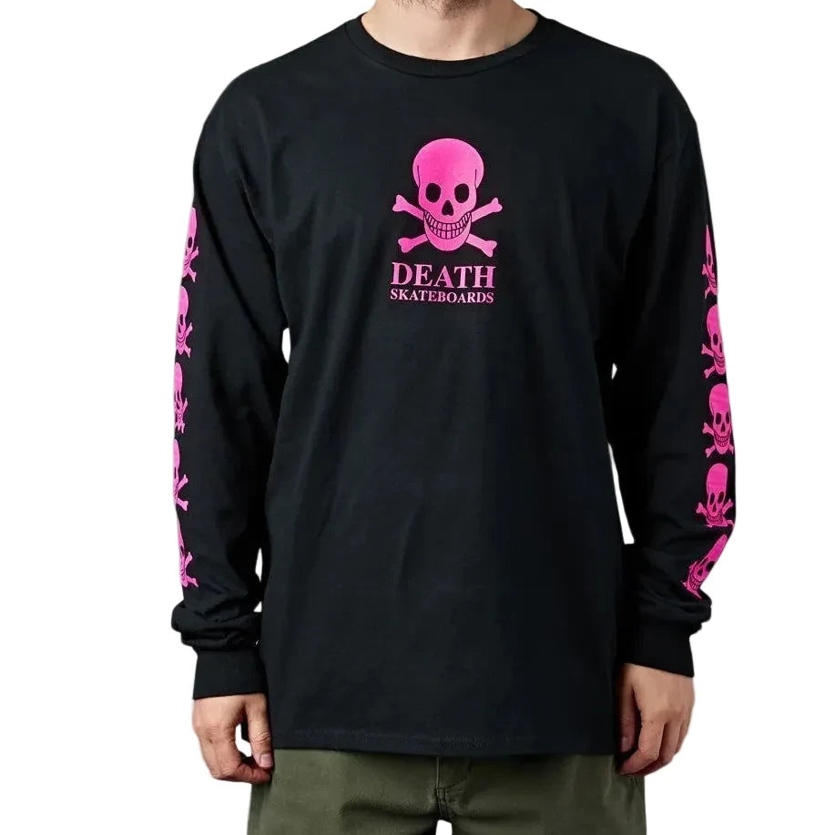 Death OG Skull Long Sleeve Tee - Black Pink