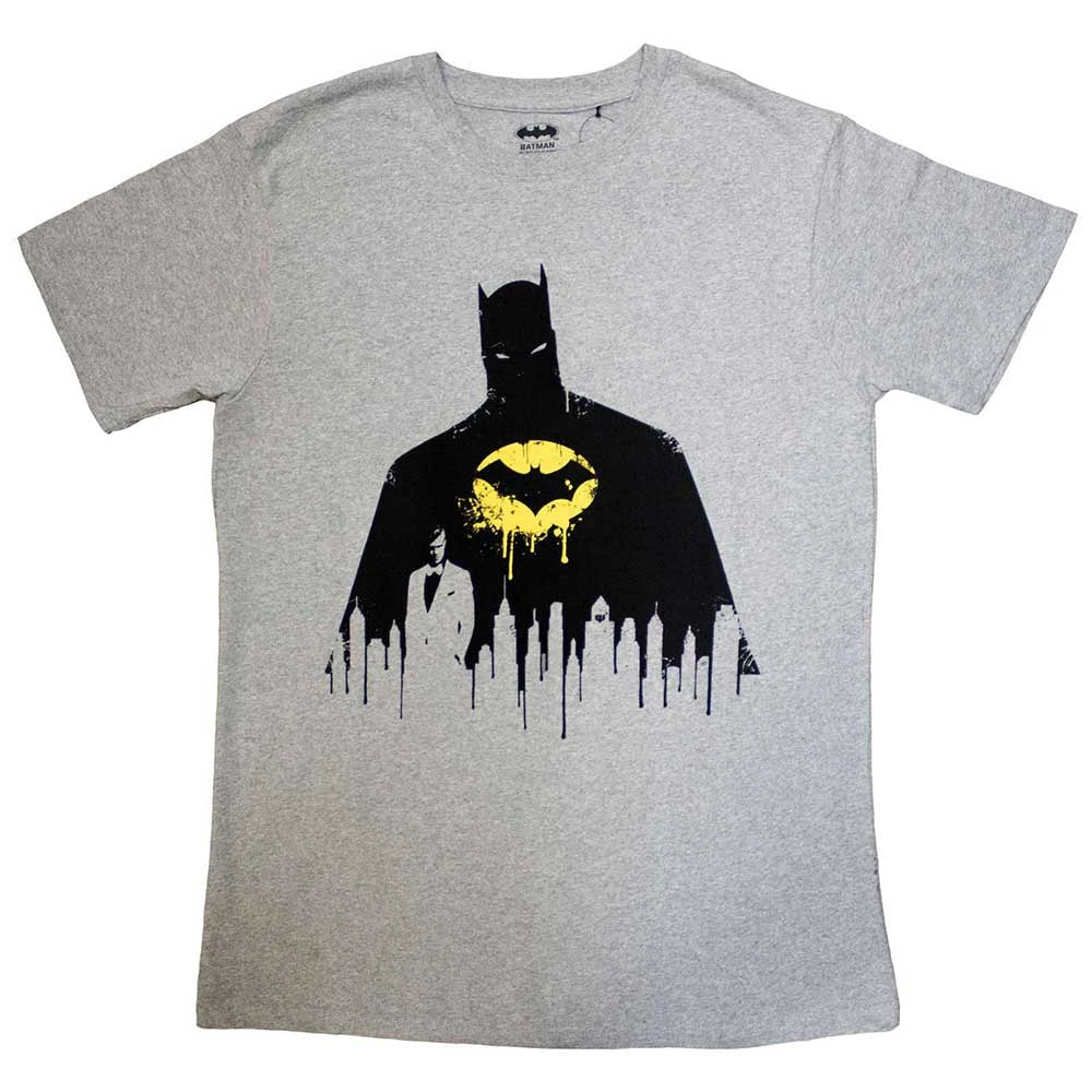 Batman Silhouette Drip T-Shirt - Grey