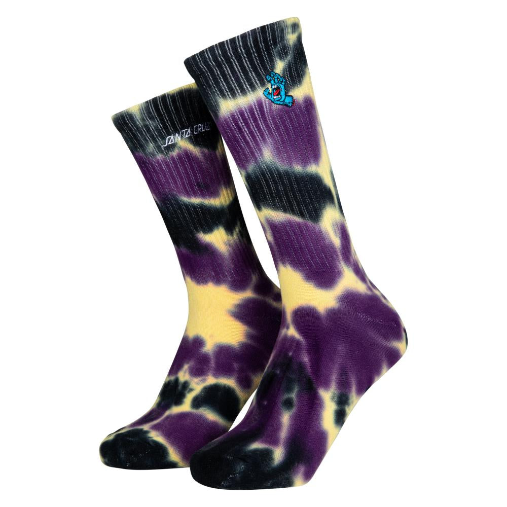 Santa Cruz Screaming Mini Hand Tie Dye Socks - Yellow Purple Black