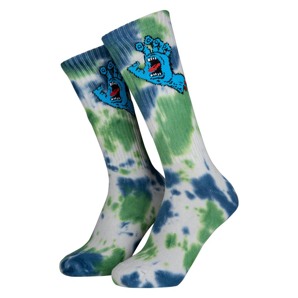 Santa Cruz Screaming Hand Tie Dye Socks - Blue Green