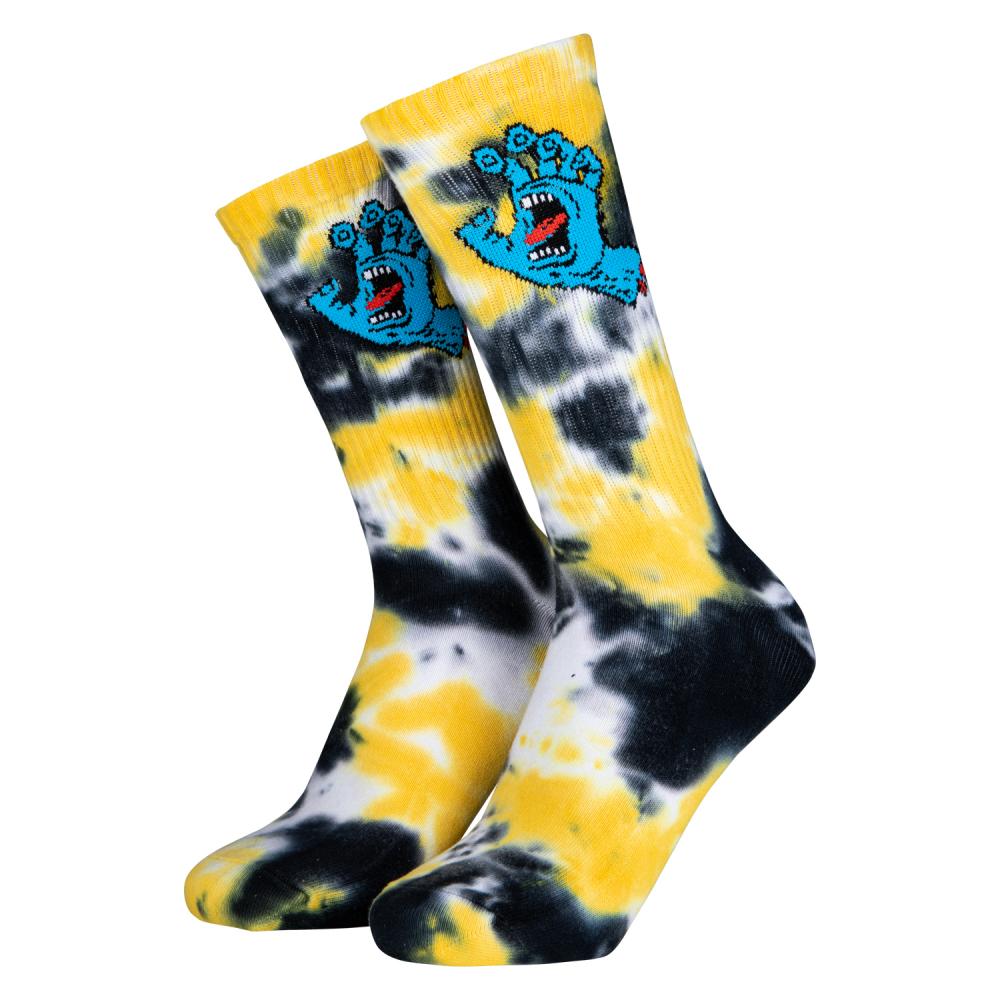 Santa Cruz Screaming Hand Tie Dye Socks - Yellow