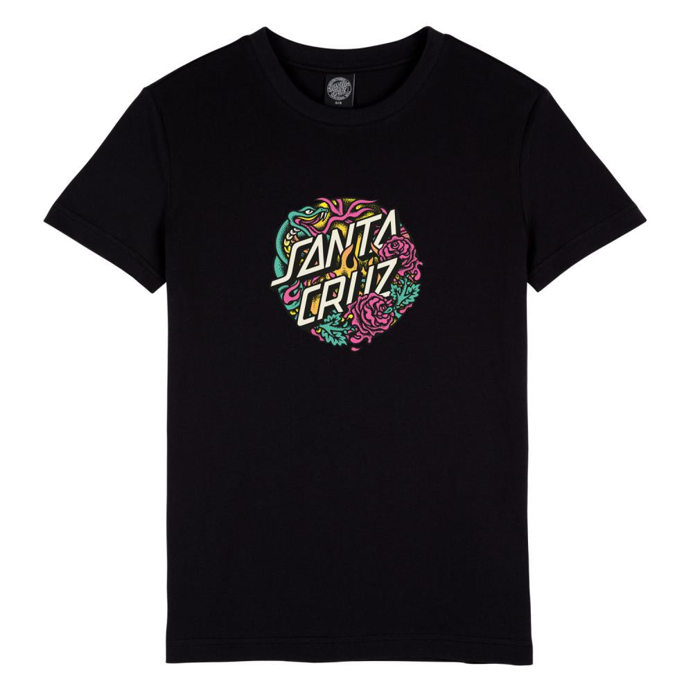 Santa Cruz Women's Dressen Snake Front T Shirt - Black