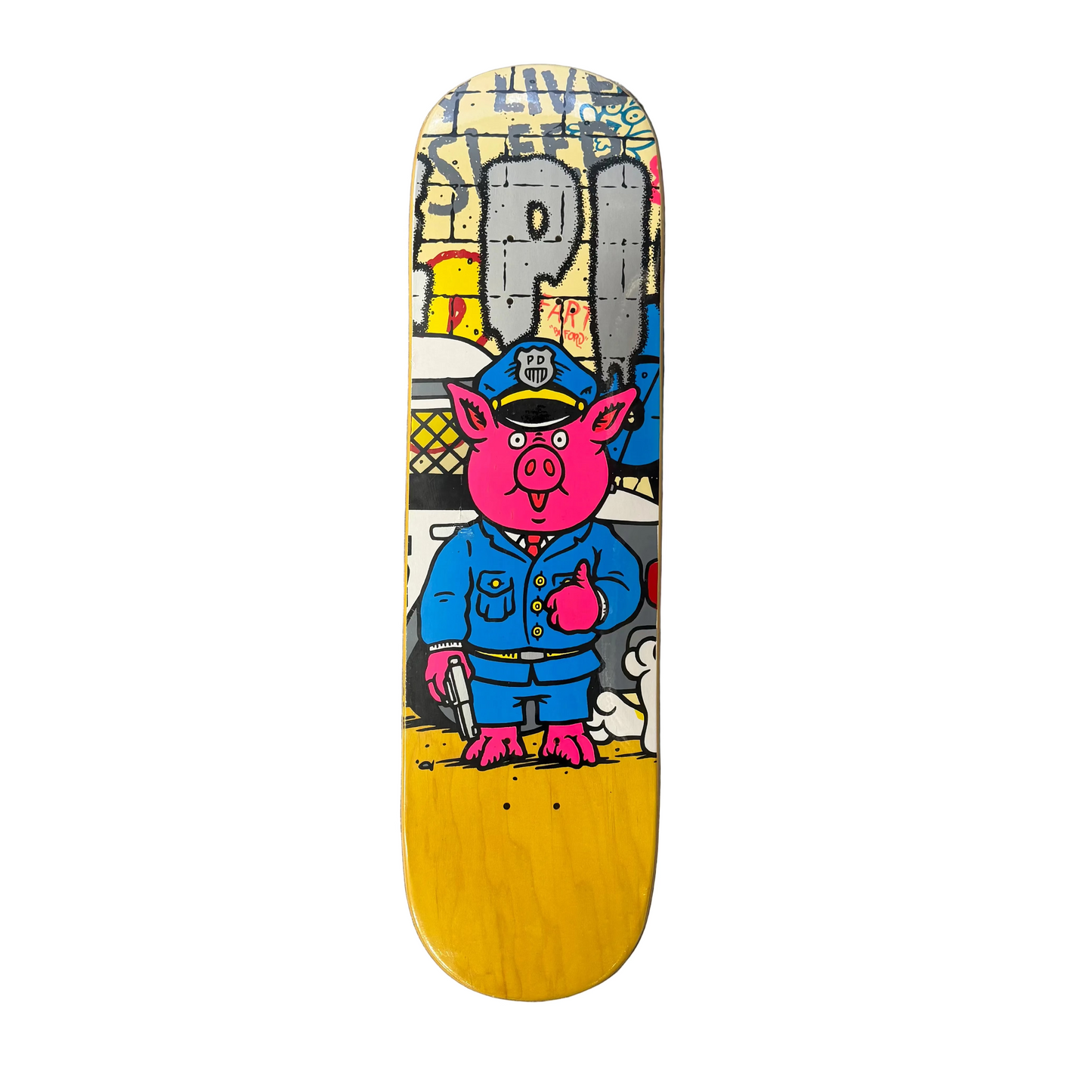 StrangeLove Pig With Gun Neon Sean Cliver Deck - 8.5"