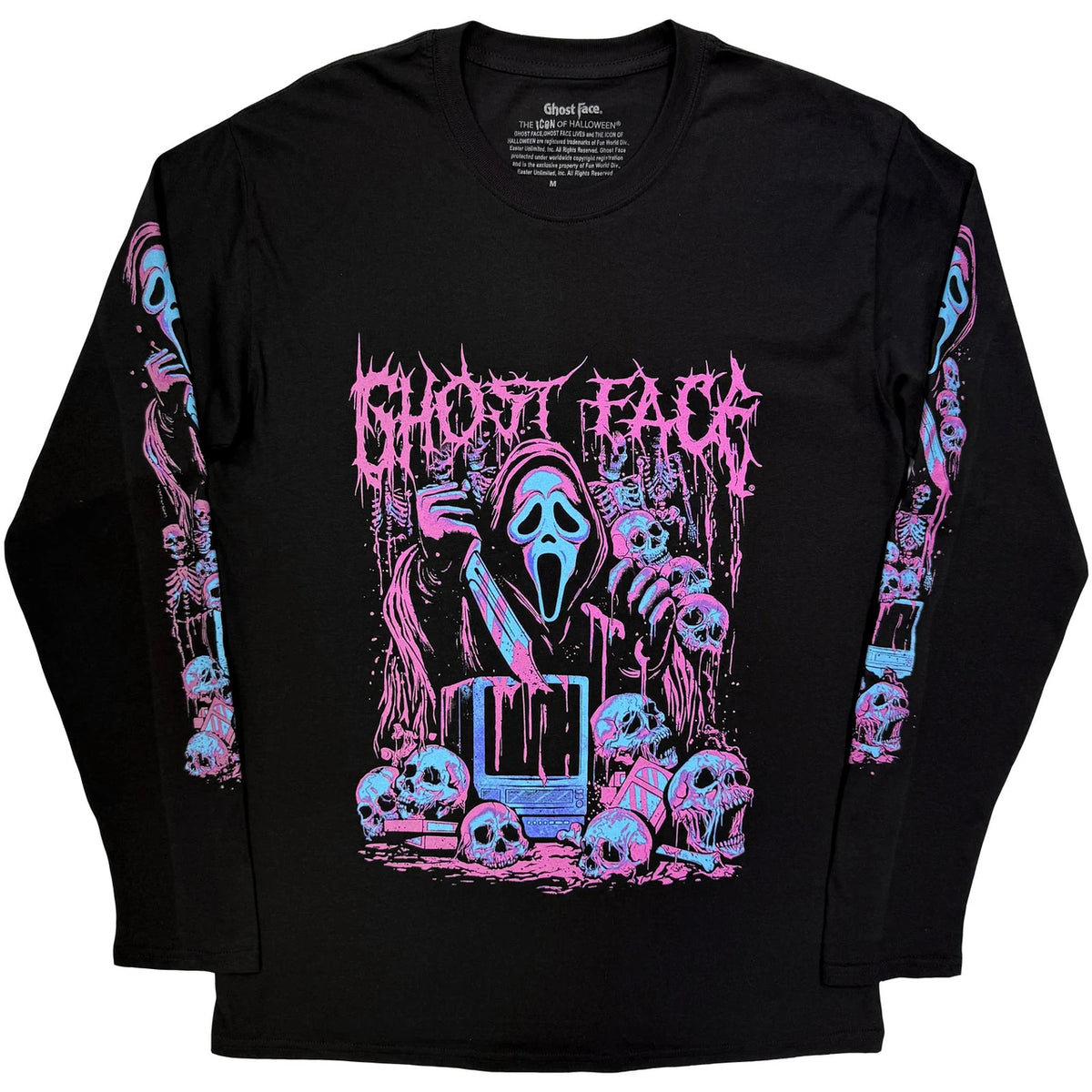 Ghostface Long Sleeve Metal T-Shirt - Black