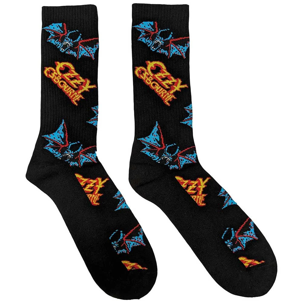 Ozzy Osbourne Logos & Bats Socks - Black