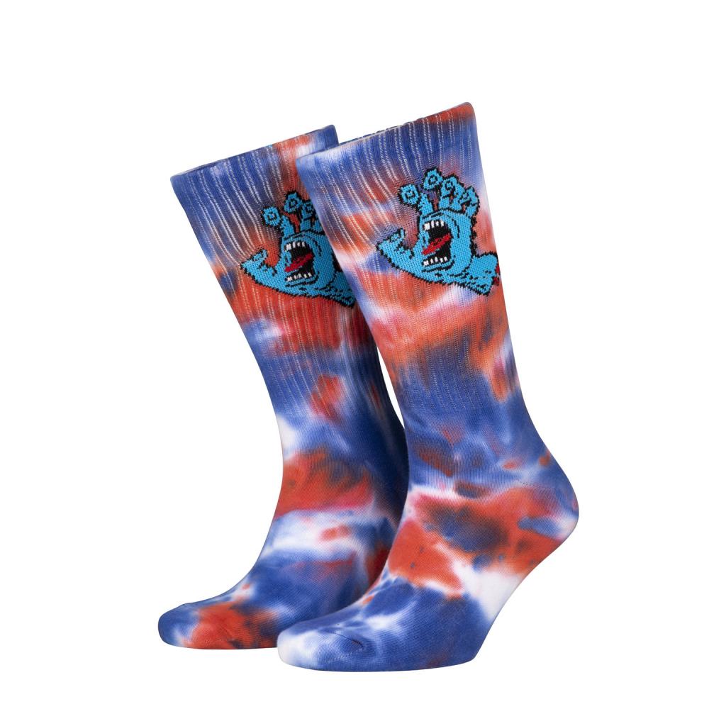 Santa Cruz Screaming Hand Tie Dye Socks - Blue Red