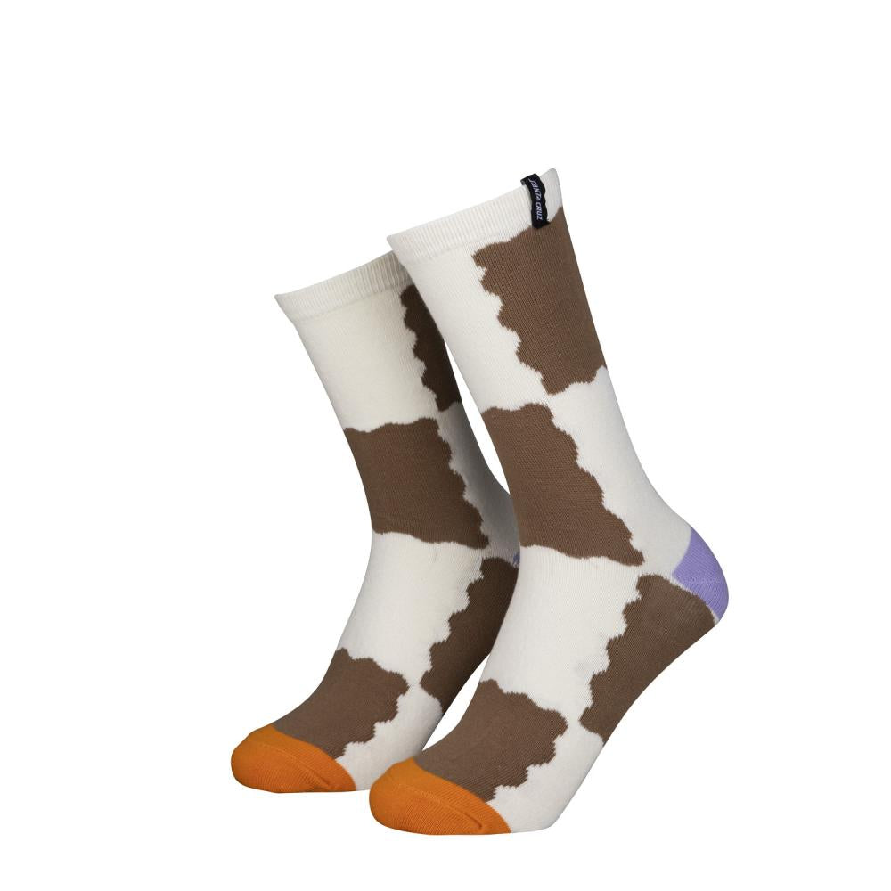 Santa Cruz Women's Strip Socks - Brown Checkerboard