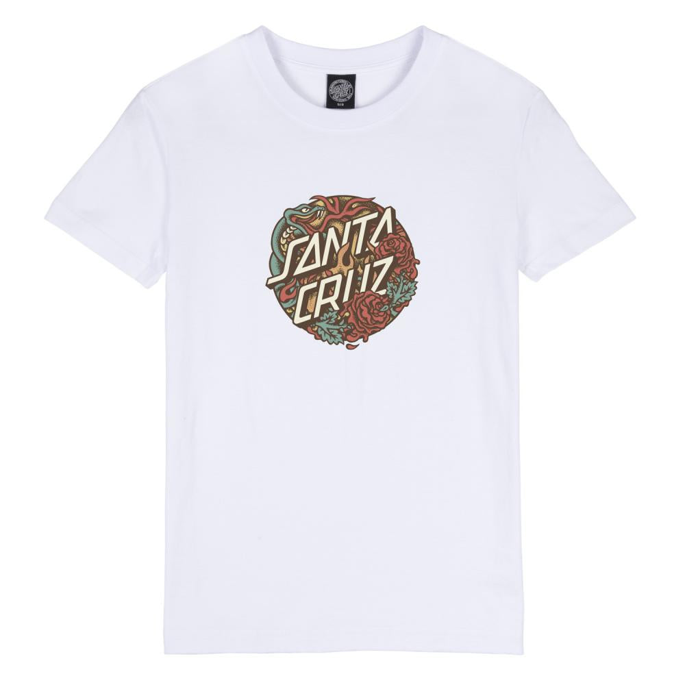 Santa Cruz Women's Dressen Snake Front T Shirt - White