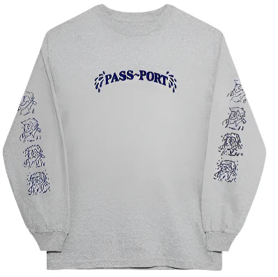 Pass~Port Sweaty Puff Print LS T Shirt - Grey Heather