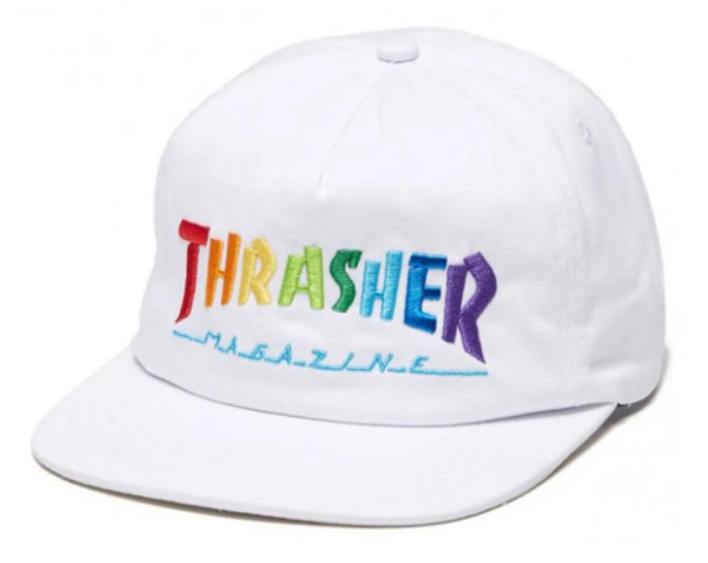 Thrasher Rainbow Mag Snapback Cap - White