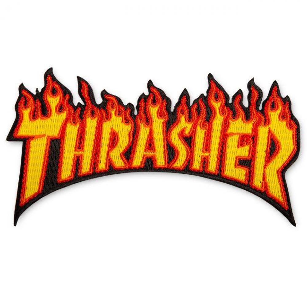 Thrasher Patch Flame Logo - Black Yellow