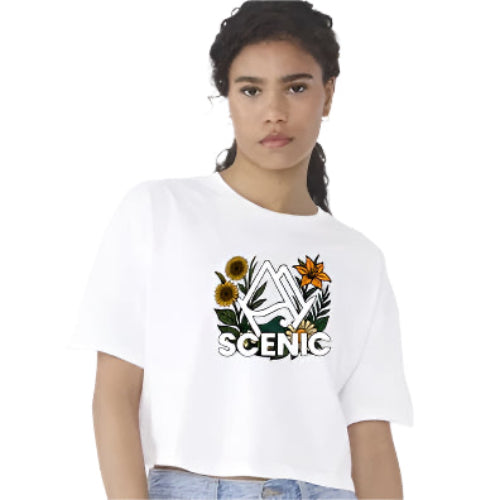 Scenic Flowers Logo Women's Crop Top - Off White