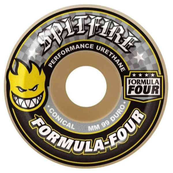 Spitfire Formula Four Conical 99DU Yellow Wheels - 52mm