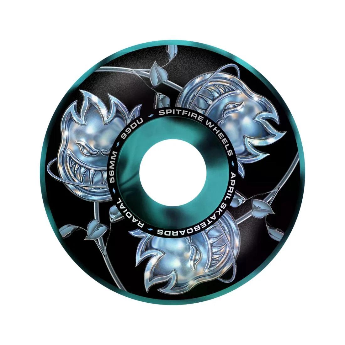 Spitfire X April Bighead Rose F4 99Du Radial Black Blue Swirl Wheels - 56mm