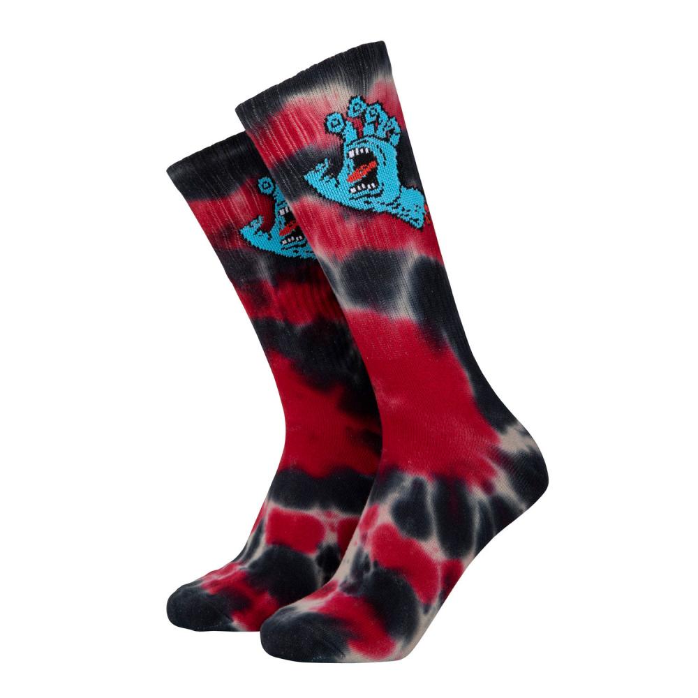 Santa Cruz Screaming Hand Tie Dye Socks - Black Grey Red