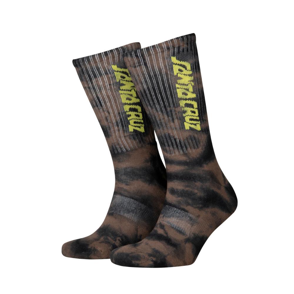 Santa Cruz Step Strip Tie Dye Socks - Black Brown