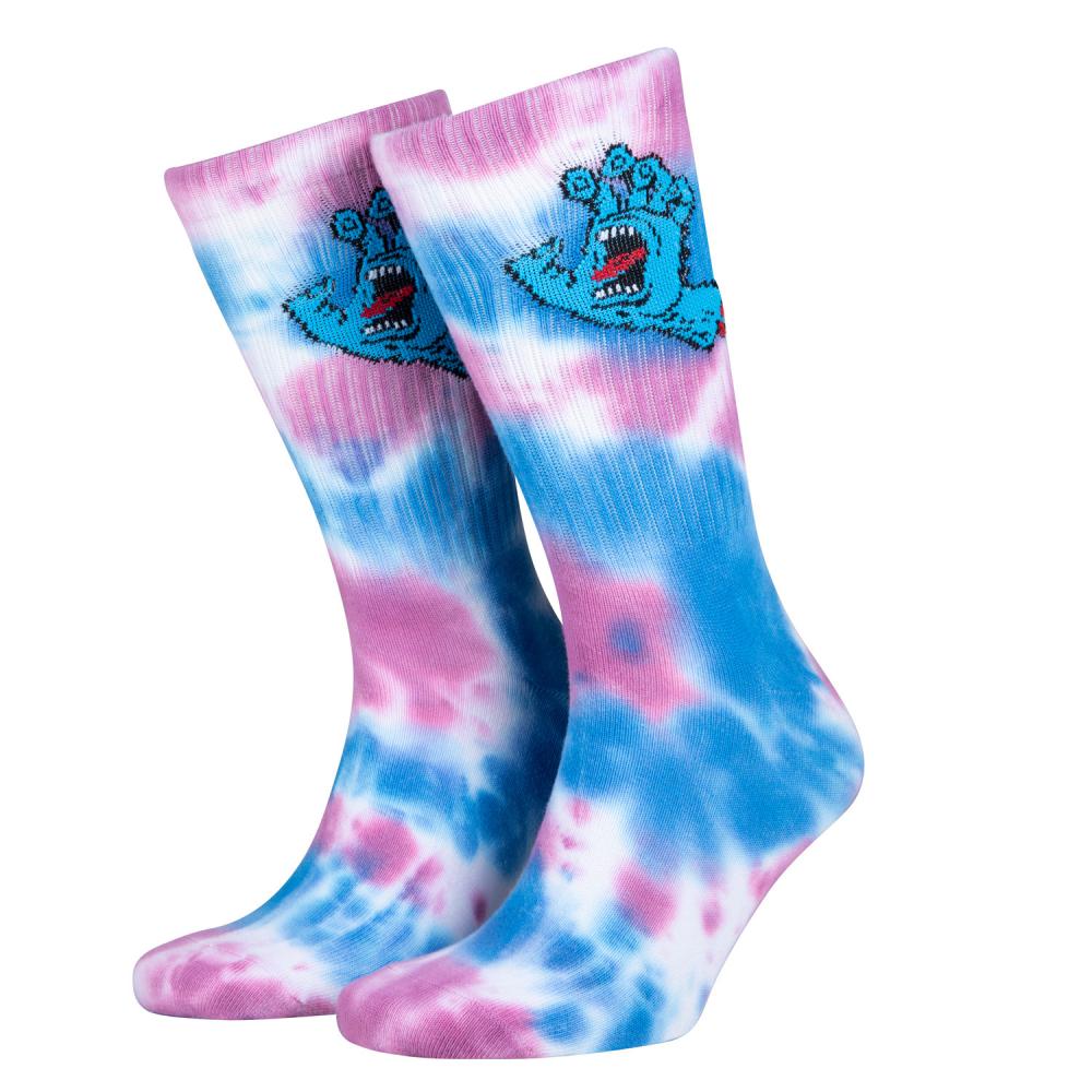 Santa Cruz Screaming Hand Tie Dye Socks - White Pink Blue