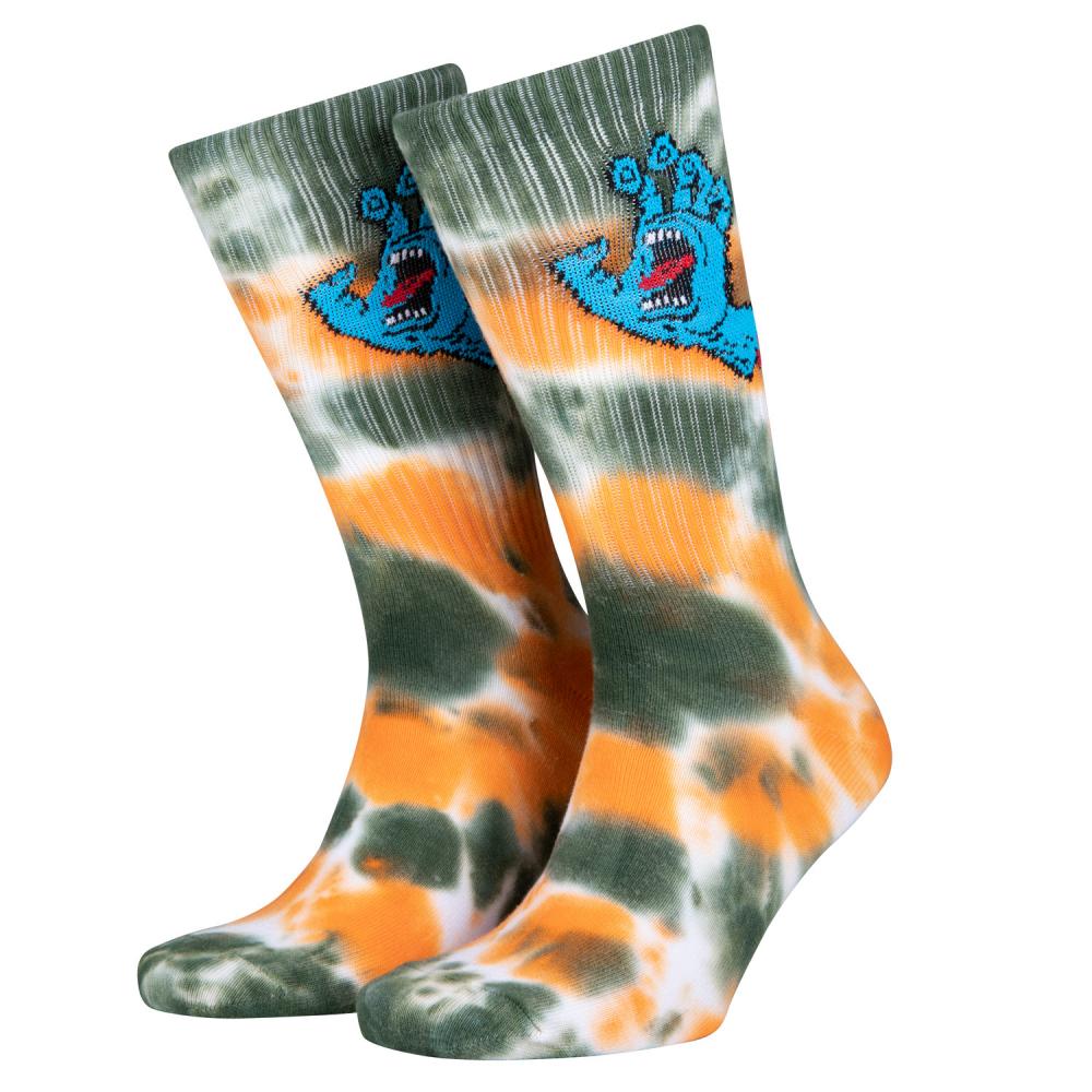 Santa Cruz Screaming Hand Tie Dye Socks - Black Orange Green