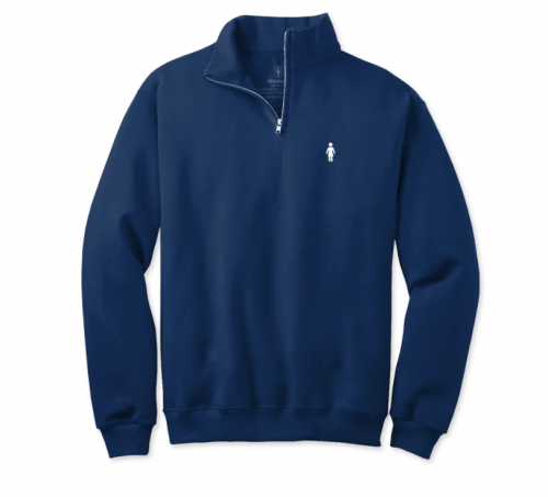 Girl Quarter Zip Crew - Navy