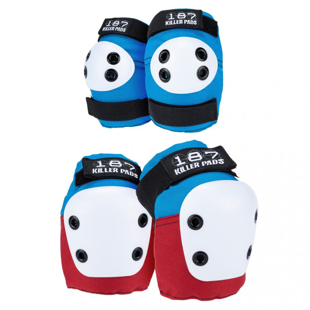 187 Killer Pads Combo Pack Knee & Elbow - Red/White/Blue