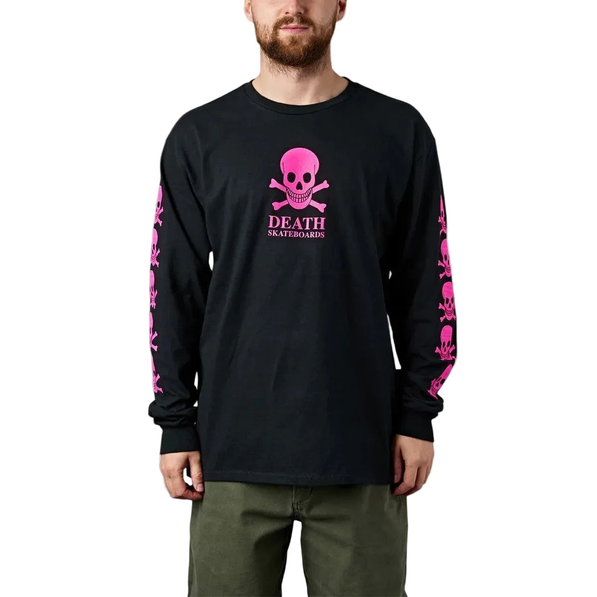 Death OG Skull Long Sleeve Tee - Black Pink