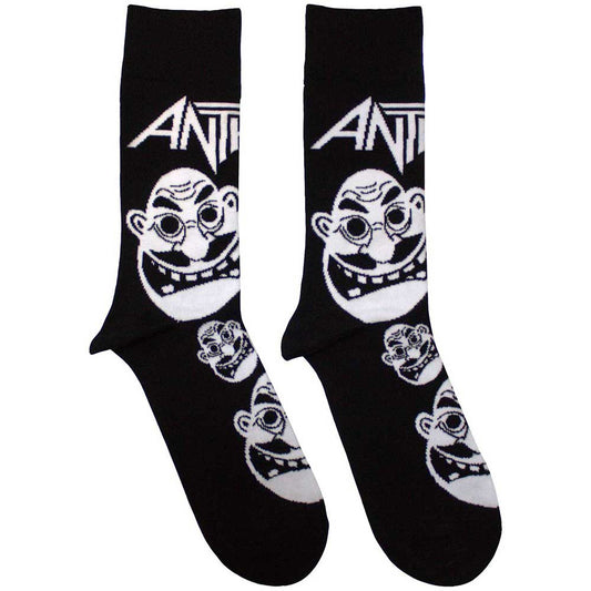 Anthrax Faces Pattern B&W Socks - Black