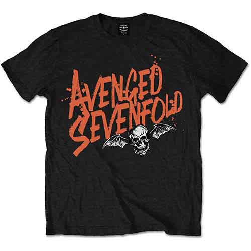 Avenged Sevenfold Orange Splatter T-Shirt - Black