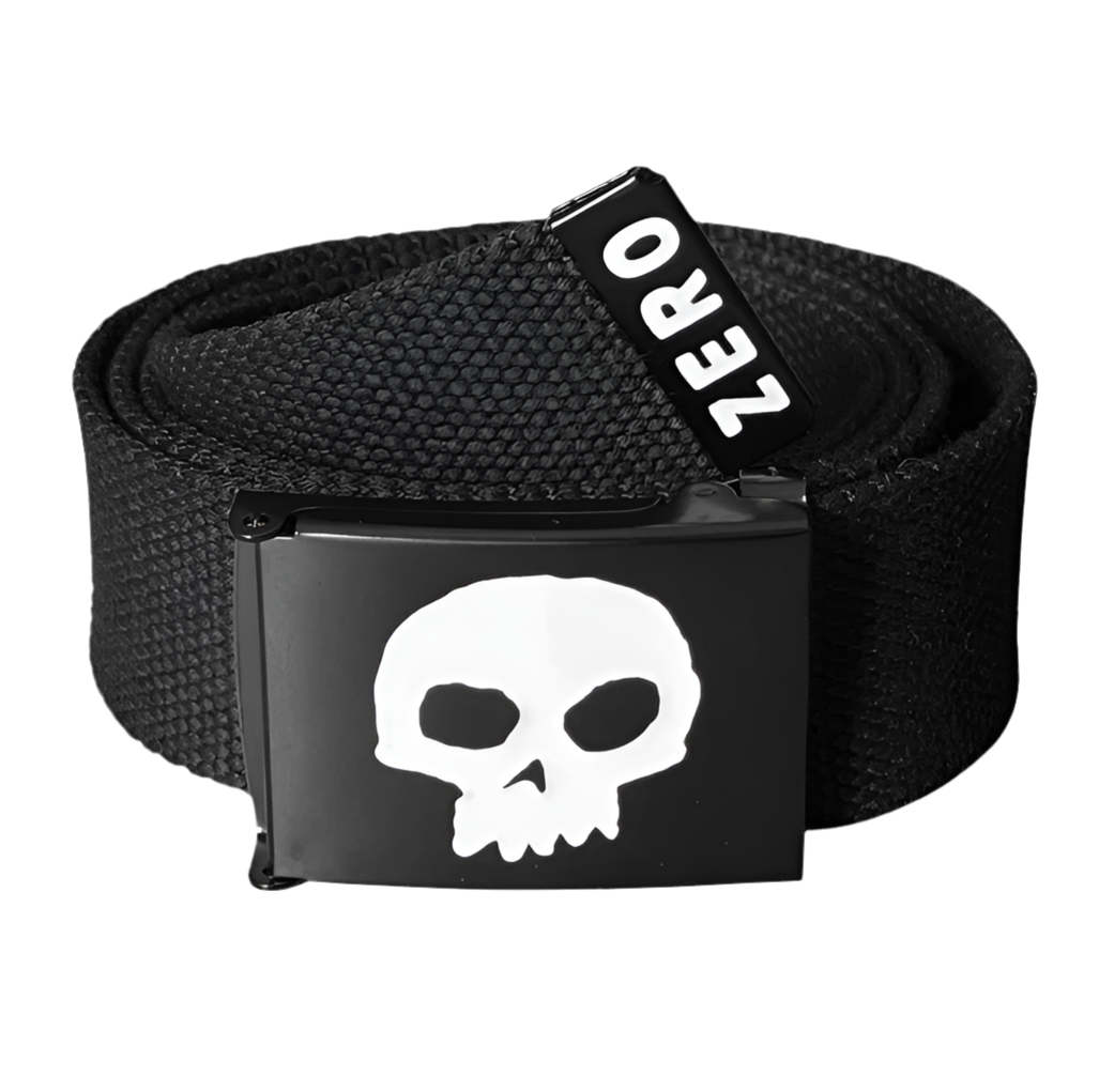 Zero Single Skull Web Belt Black White