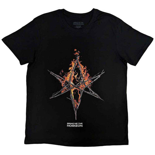 Bring Me The Horizon Flame Hex & Text Logo T-Shirt - Black