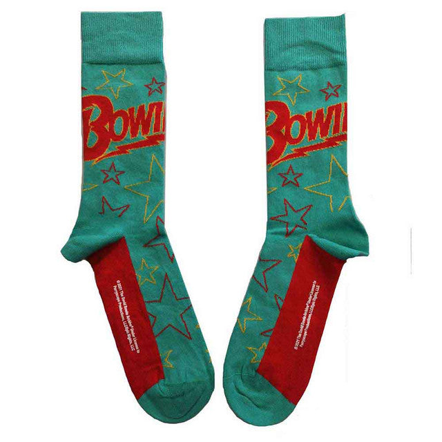 David Bowie Stars Outline Socks - Green