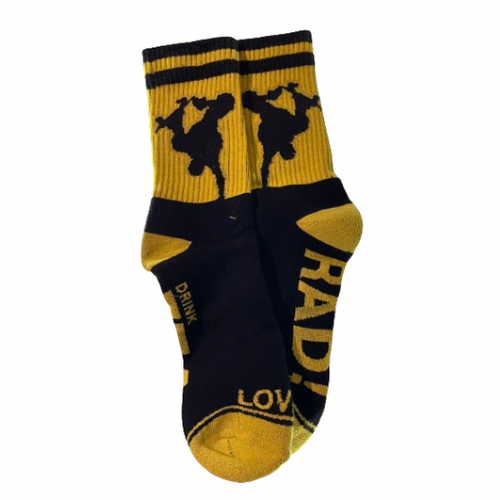 LovenSkate Drink Tea Get Rad Socks - Black/Yellow