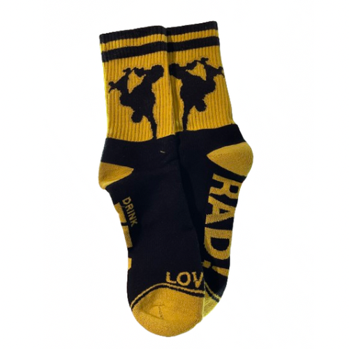 LovenSkate Drink Tea Get Rad Socks - Black Yellow