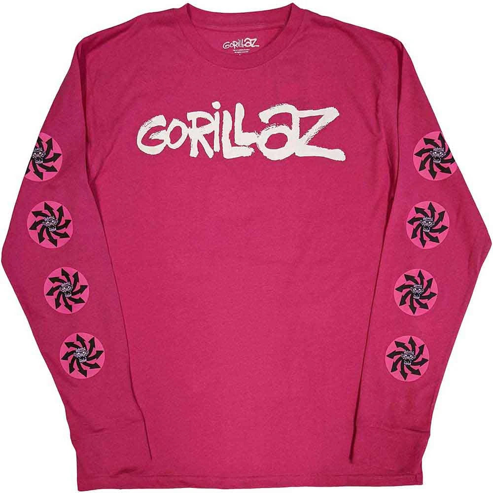 Gorillaz Long Sleeve Repeat Pazuzu T-shirt - Pink