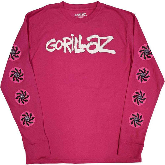 Gorillaz Long Sleeve Repeat Pazuzu T-shirt - Pink