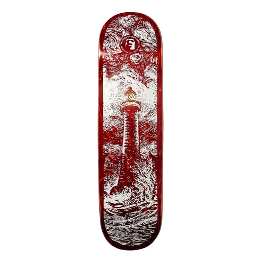 Heathen Light House Red White Deck - 8.25"