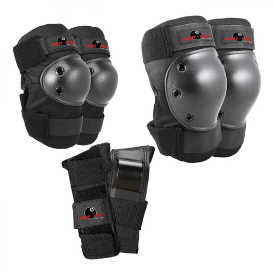 Eight Ball Pads 3 Pack Combo Knee Elbow Wrist Pad Set Adult - Black