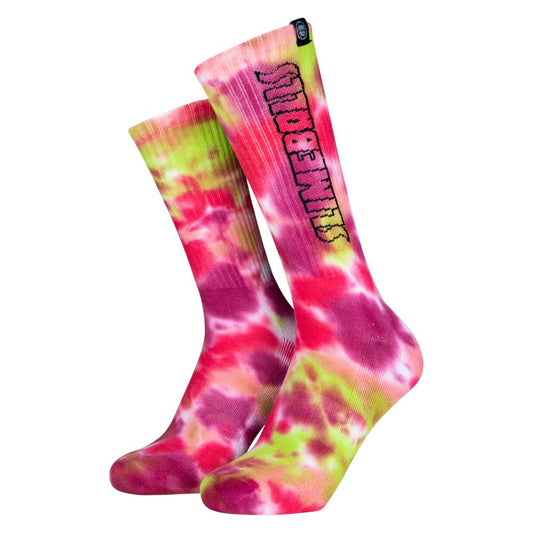 Santa Cruz Slime Balls Strip Pink/Green Tie Dye Socks