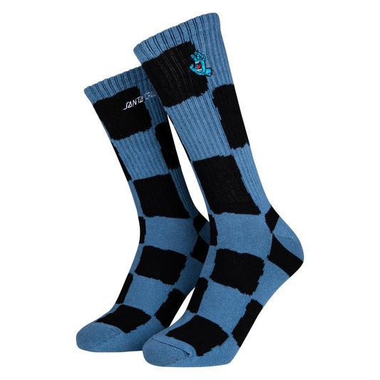 Santa Cruz Screaming Mini Hand Dusty Blue Check Socks