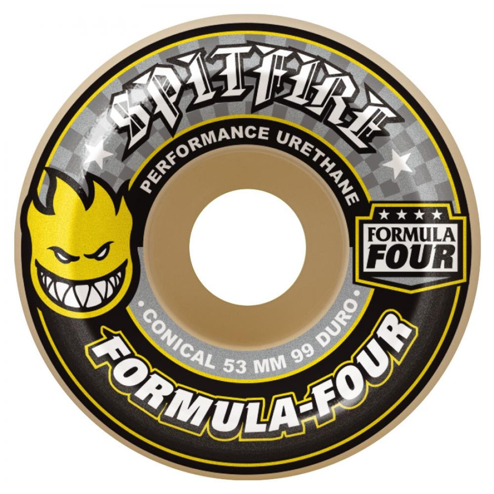 Spitfire Formula Four Conical 99DU Yellow Wheels - 53mm