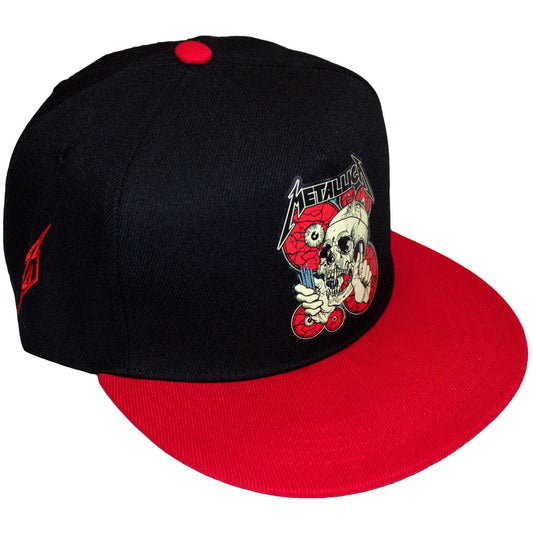 Metallica The Shortest Straw Red Eyes Snapback Cap - Black/Red