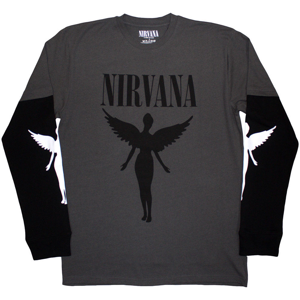 Nirvana In Utero Mono Layered Long Sleeve T-Shirt - Charcoal/Black