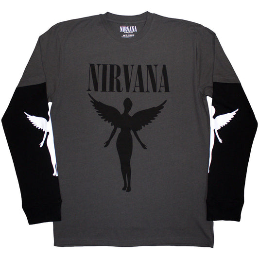 Nirvana In Utero Mono Layered Long Sleeve T-Shirt - Charcoal/Black