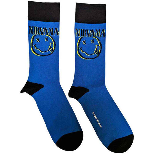 Nirvana Inverse Happy Face Socks - Blue
