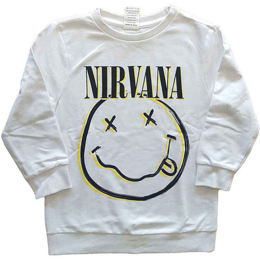 Nirvana Inverse Happy Face Kids Sweatshirt - White