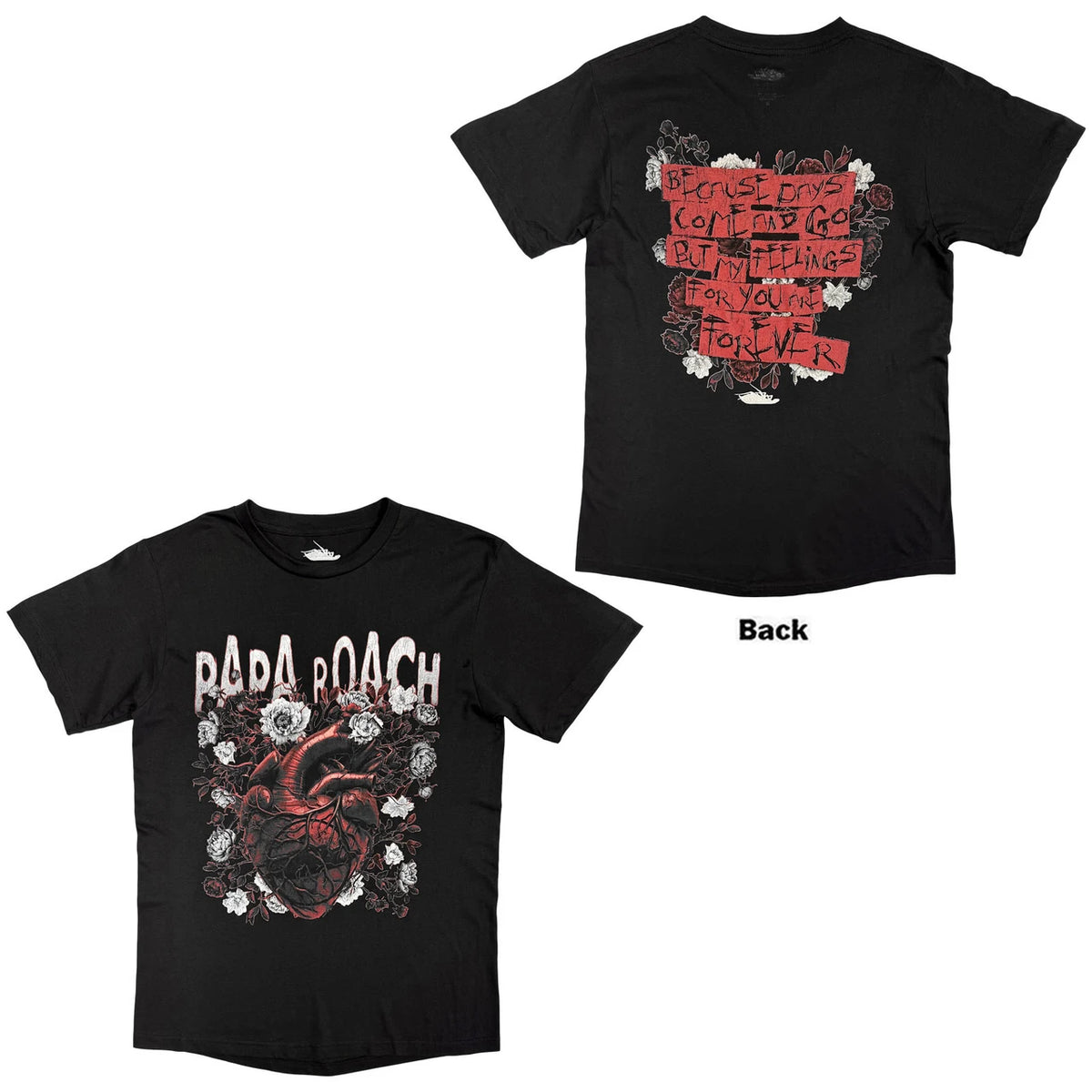Papa Roach Heart Flower T-Shirt - Black