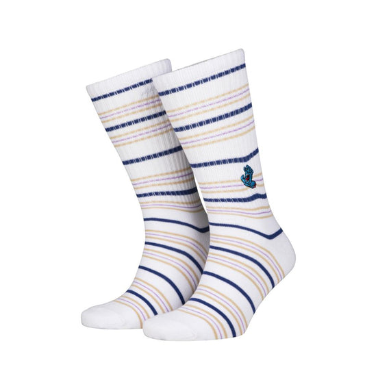 Santa Cruz Screaming Mini Hand Stripe Socks - White Stripe