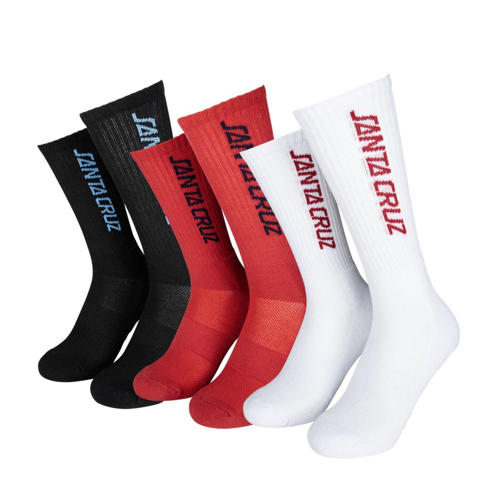 Santa Cruz Socks	Strip (3 Pack) Red / White / Black