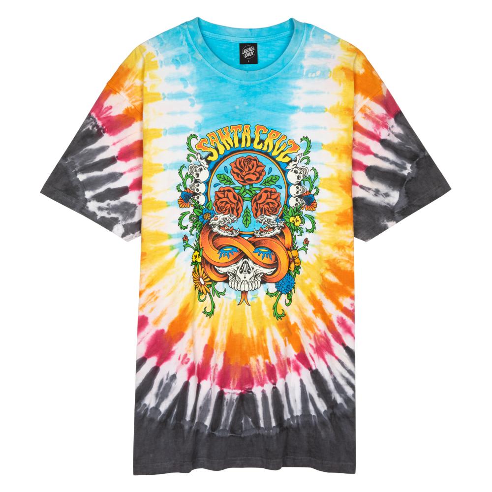 Santa Cruz Dressen Rose Crew Three Front T Shirt - Rainbow