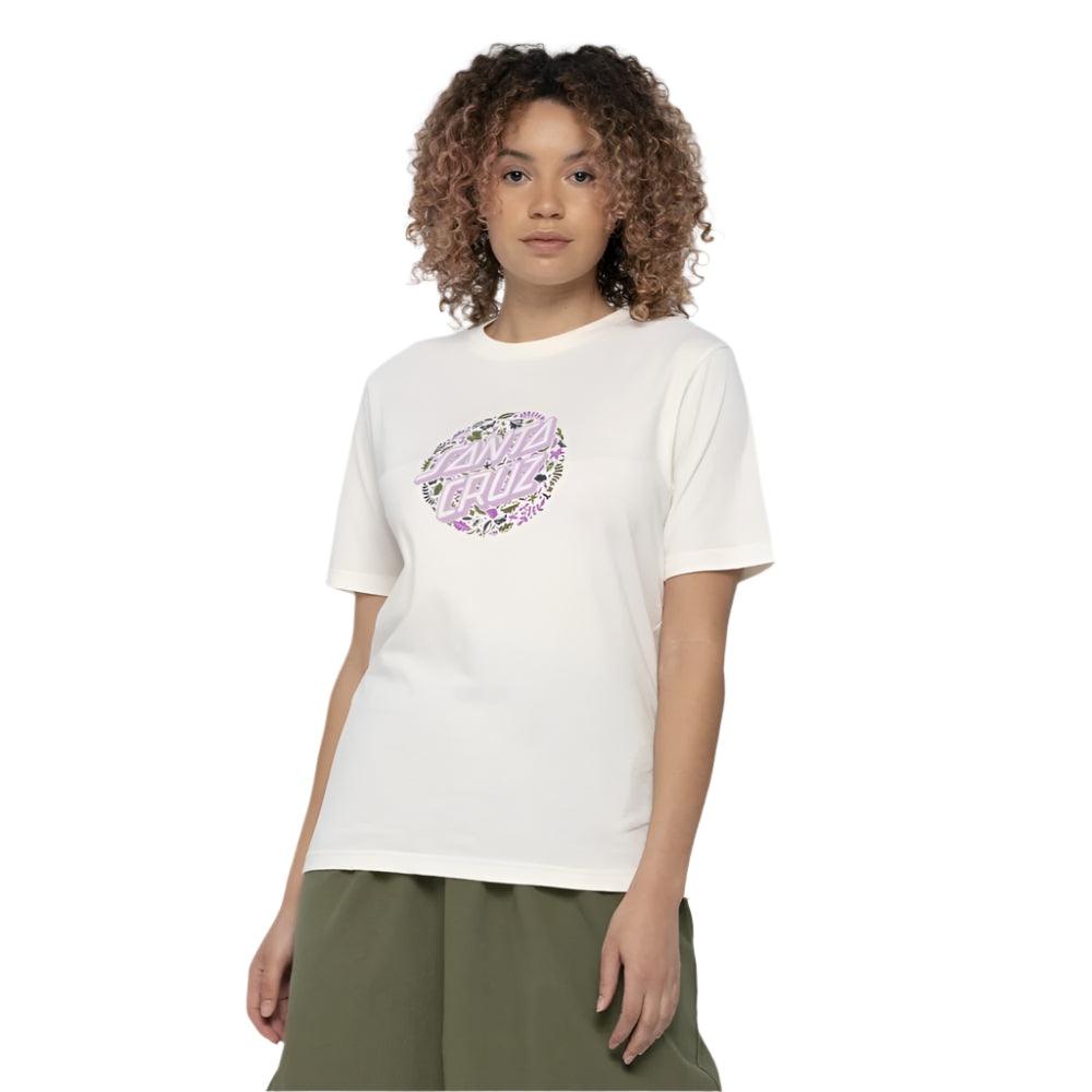 Santa Cruz Women's T-Shirt Foliage Dot - Off White