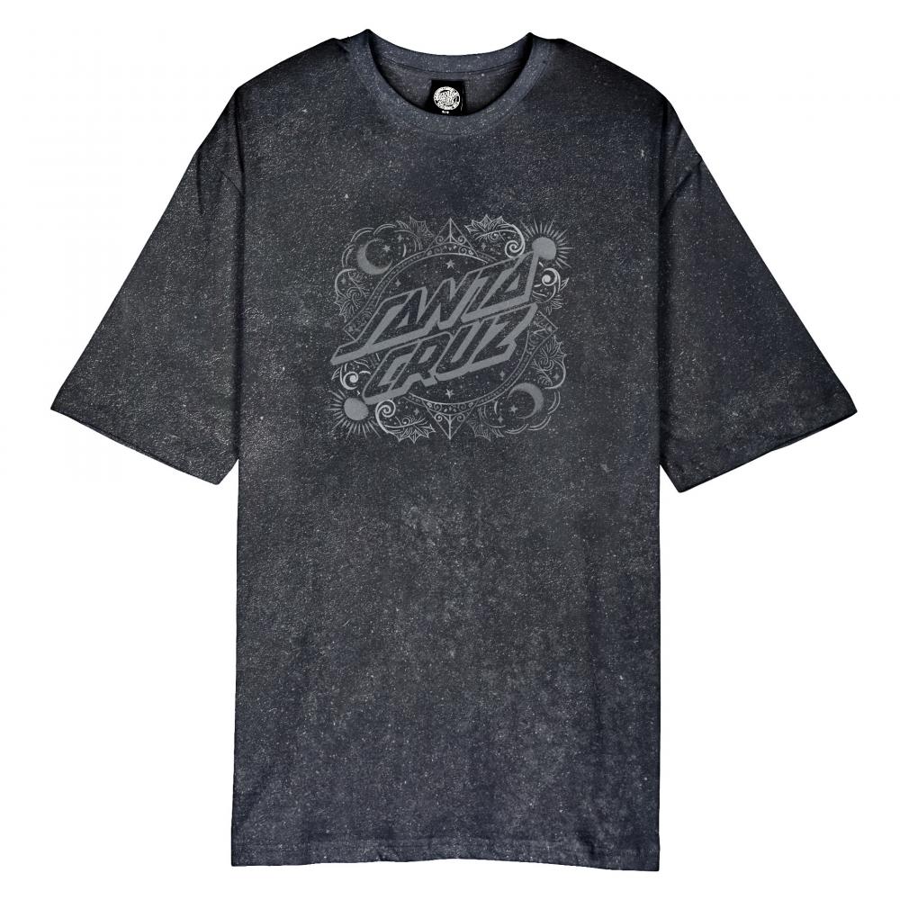 Santa Cruz Women's Ornate Dot Front Oversized Tee - Black Acid Wash